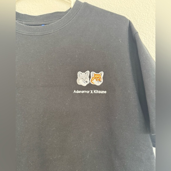 Maison Kitsune x Ader Error Doible Fox Tee size A2 M Black crew SS21 heavy knit - Picture 4 of 10